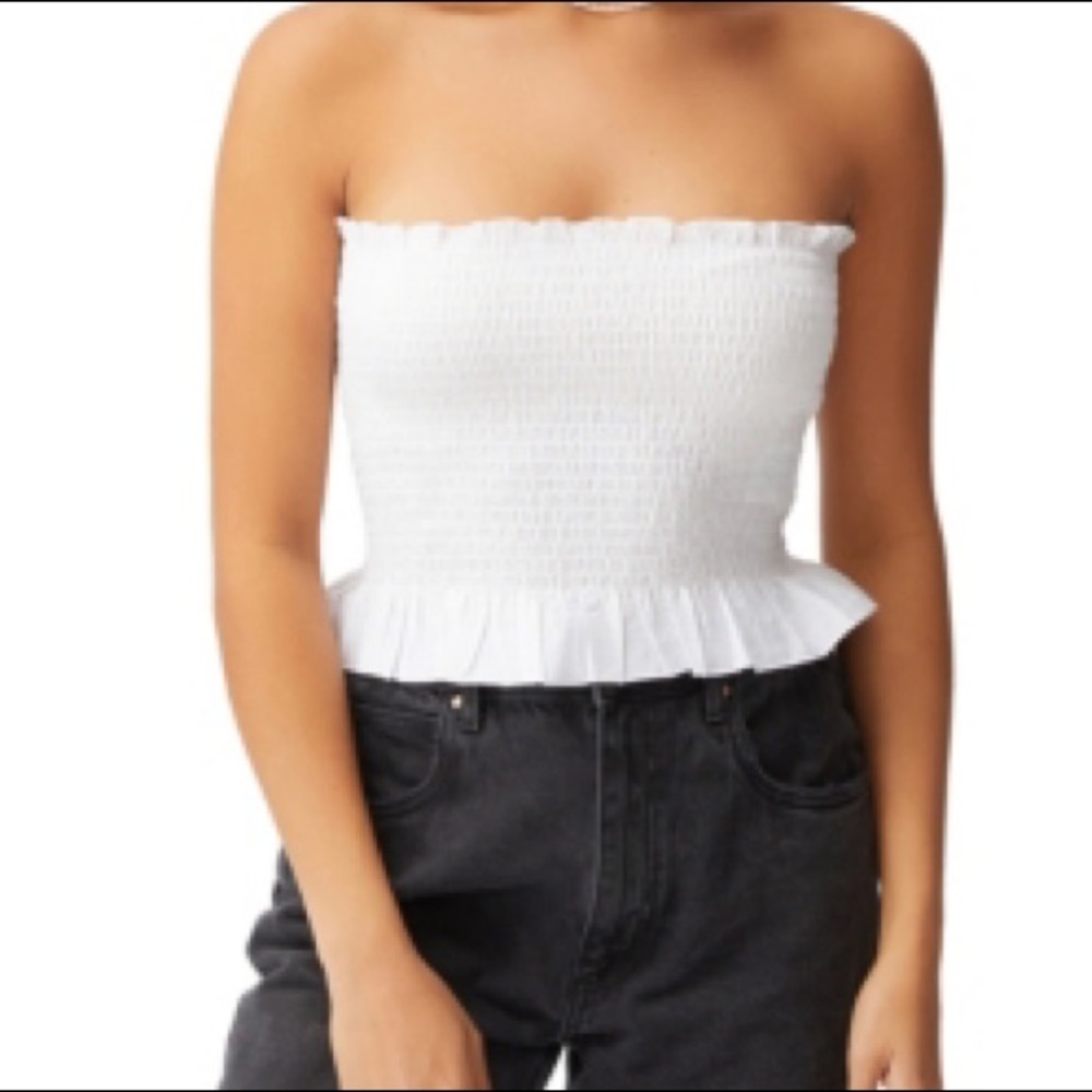🖤Cotton On Sunseeker Shirred Boob Tube Top‎ White🖤